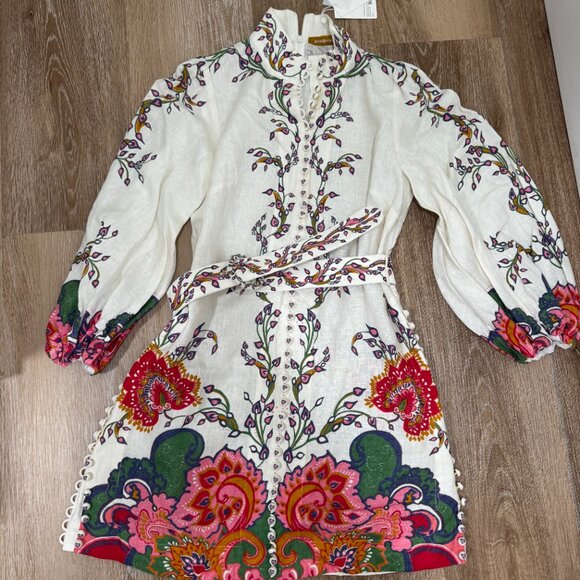 Zimmerman Lovestruck Resort Mini Linen Dress Sz 3 Brand New With Tags! - Picture 7 of 9